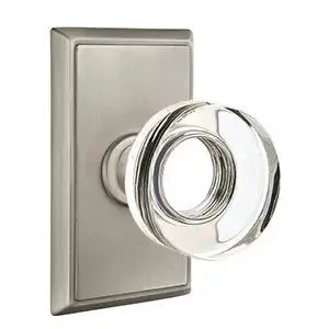 Emtek Modern Disc Glass Door Knob with Rectangular Rose by Emtek