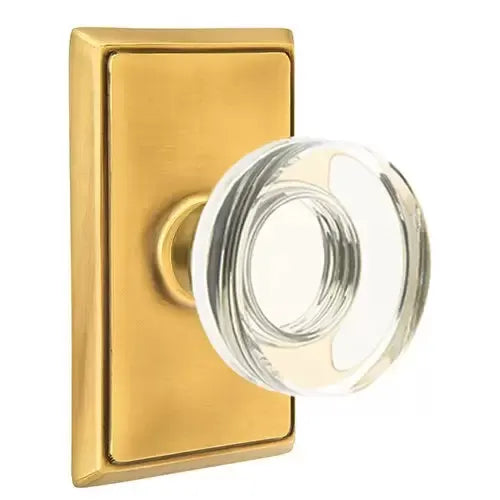 Emtek Modern Disc Glass Door Knob with Rectangular Rose by Emtek