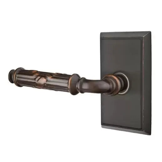 Emtek Ribbon and Reed Lever with Rectangular Rose by Emtek