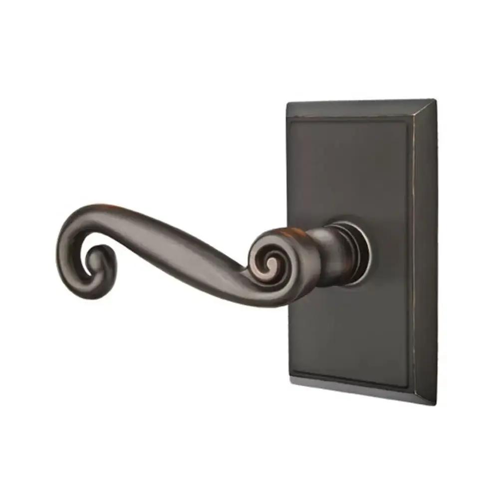 Emtek Rustic Door Lever with Rectangular Rose by Emtek