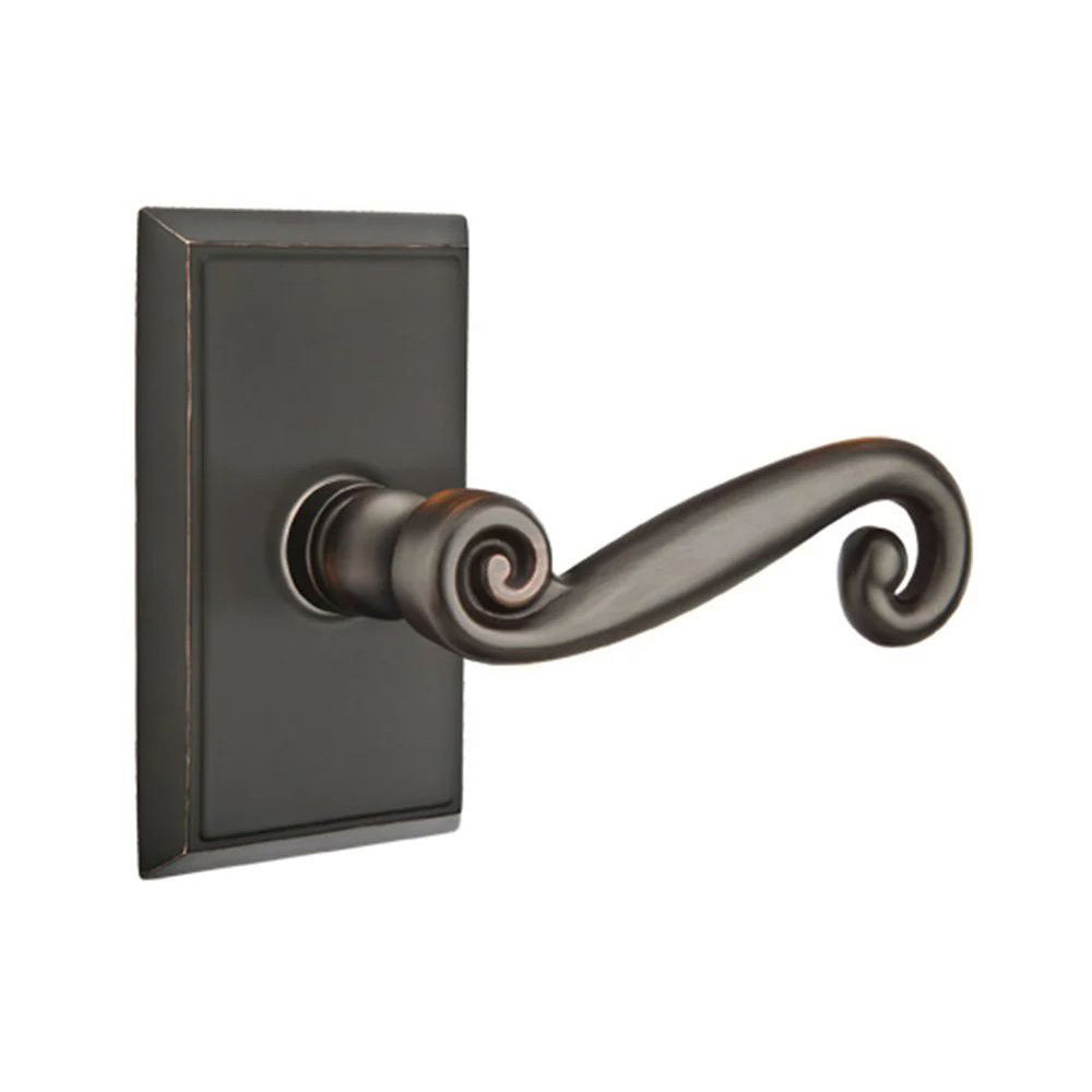 Emtek Rustic Door Lever with Rectangular Rose by Emtek