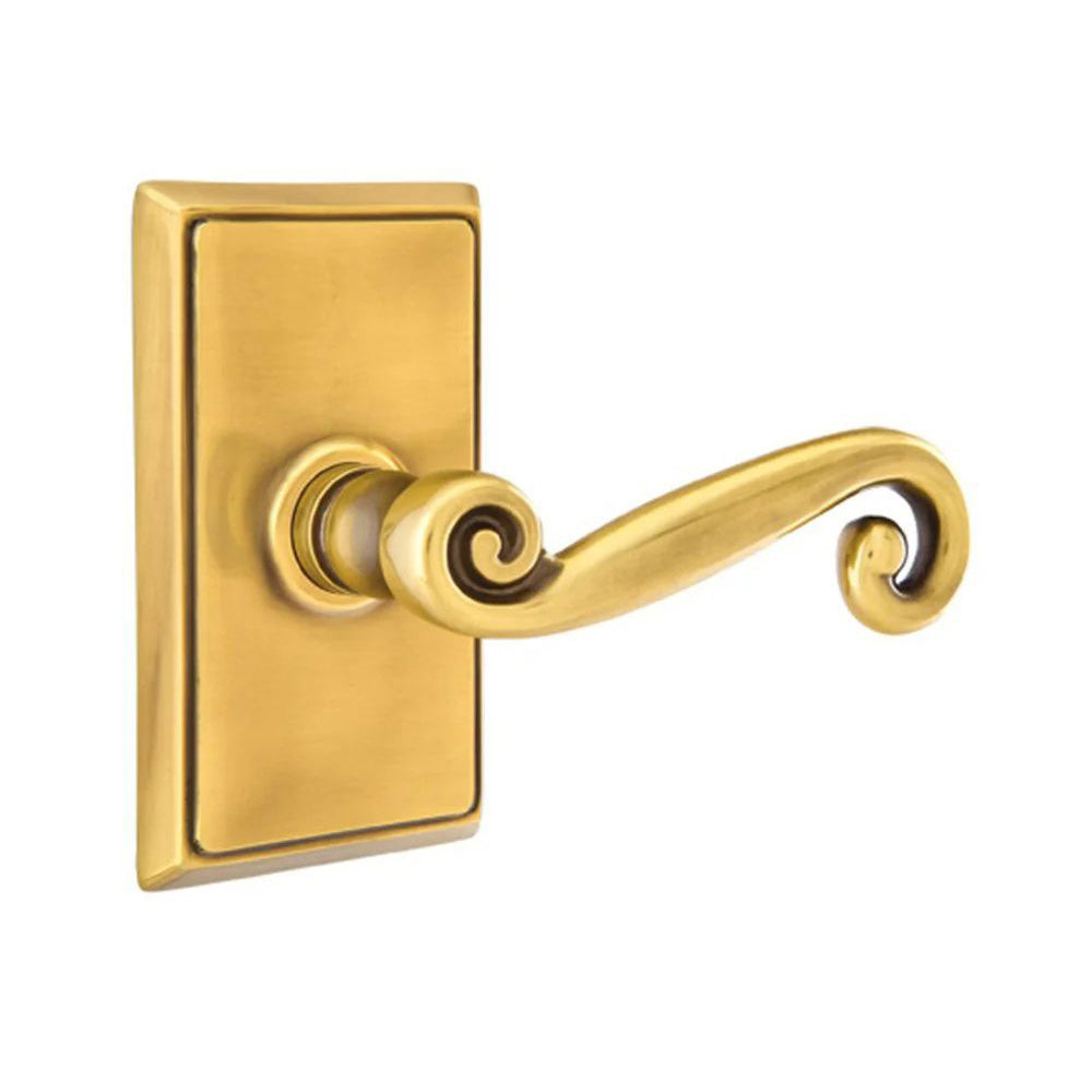 Emtek Rustic Door Lever with Rectangular Rose by Emtek