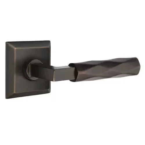 Emtek Tribeca Lever with L-Square Stem and Quincy Rose by Emtek