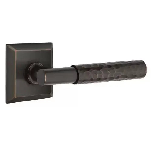 Emtek Hammered Lever with T-Bar Stem and Quincy Rose by Emtek