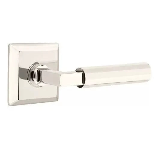 Emtek Faceted Lever with L-Square Stem and Quincy Rose by Emtek