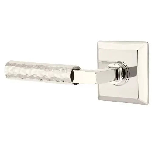 Emtek Hammered Lever with L-Square Stem and Quincy Rose by Emtek