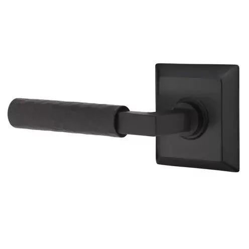 Emtek Hammered Lever with L-Square Stem and Quincy Rose by Emtek