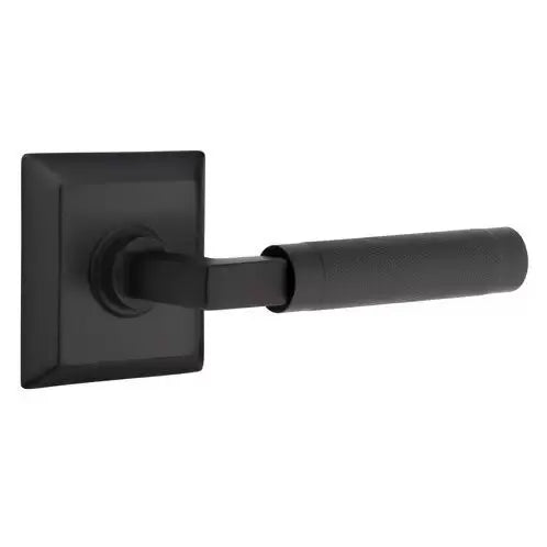 Emtek Knurled Lever with L-Square Stem and Quincy Rose by Emtek