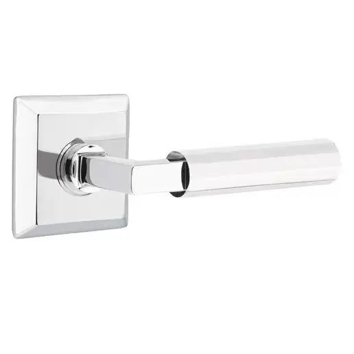 Emtek Faceted Lever with L-Square Stem and Quincy Rose by Emtek