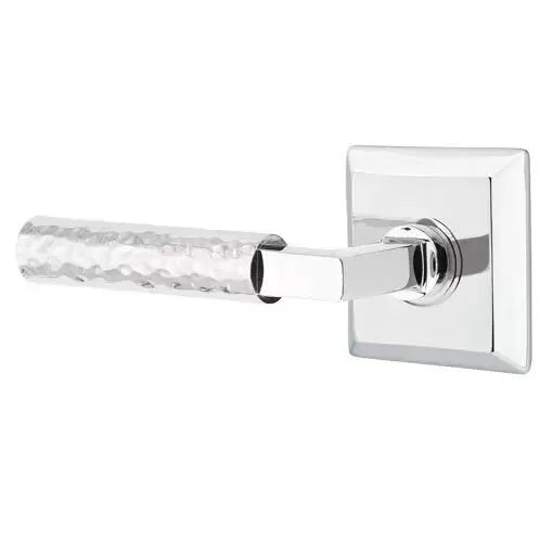 Emtek Hammered Lever with L-Square Stem and Quincy Rose by Emtek