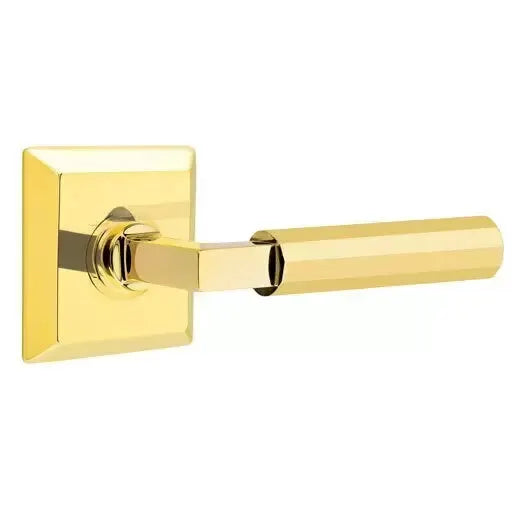 Emtek Faceted Lever with L-Square Stem and Quincy Rose by Emtek