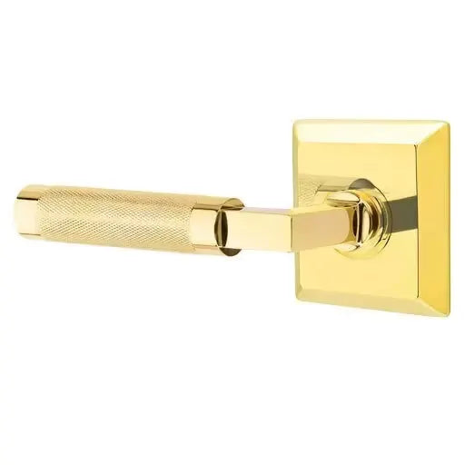 Emtek Knurled Lever with L-Square Stem and Quincy Rose by Emtek
