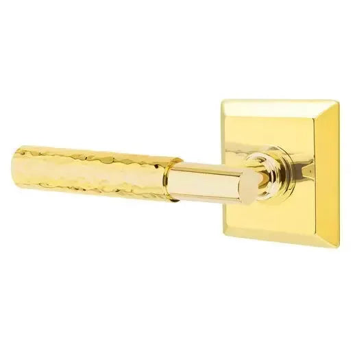 Emtek Hammered Lever with T-Bar Stem and Quincy Rose by Emtek