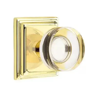 Emtek Modern Disc Glass Door Knob with Wilshire Rose by Emtek
