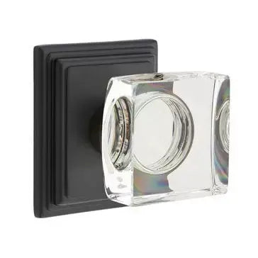 Emtek Modern Square Glass Door Knob with Wilshire Rose by Emtek