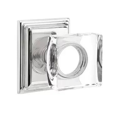 Emtek Modern Square Glass Door Knob with Wilshire Rose by Emtek