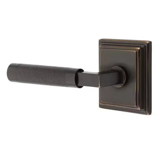 Emtek Knurled Lever with L-Square Stem and Wilshire Rose by Emtek