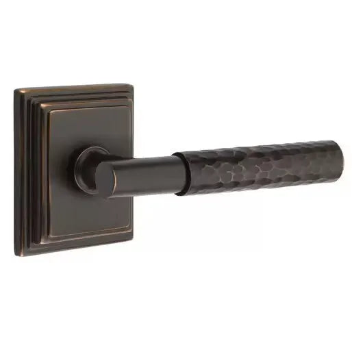 Emtek Hammered Lever with T-Bar Stem and Wilshire Rose by Emtek