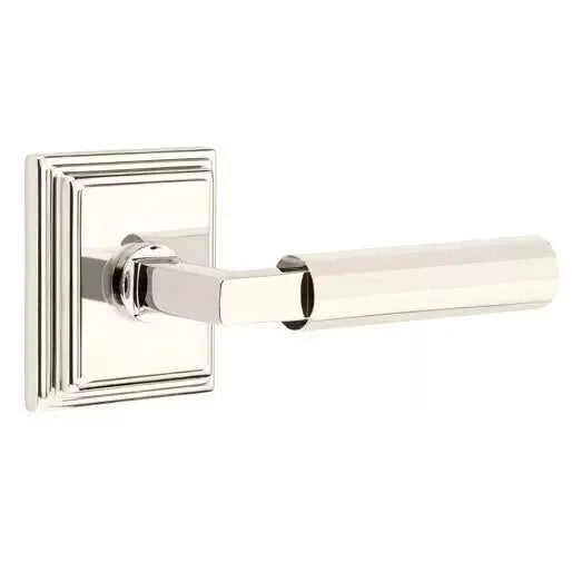 Emtek Faceted Lever with L-Square Stem and Wilshire Rose by Emtek