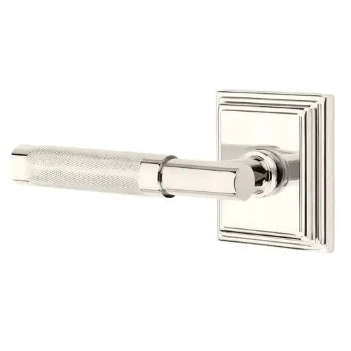 Emtek Knurled Lever with T-Bar Stem and Wilshire Rose by Emtek
