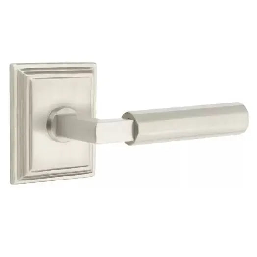Emtek Faceted Lever with L-Square Stem and Wilshire Rose by Emtek