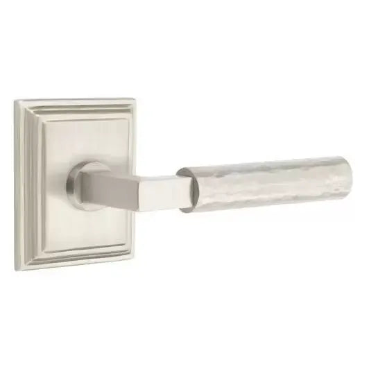 Emtek Hammered Lever with L-Square Stem and Wilshire Rose by Emtek