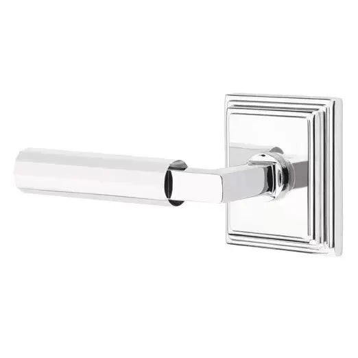 Emtek Faceted Lever with L-Square Stem and Wilshire Rose by Emtek