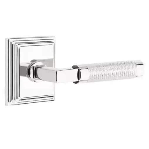 Emtek Knurled Lever with L-Square Stem and Wilshire Rose by Emtek