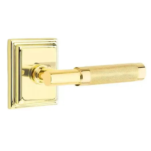 Emtek Knurled Lever with T-Bar Stem and Wilshire Rose by Emtek