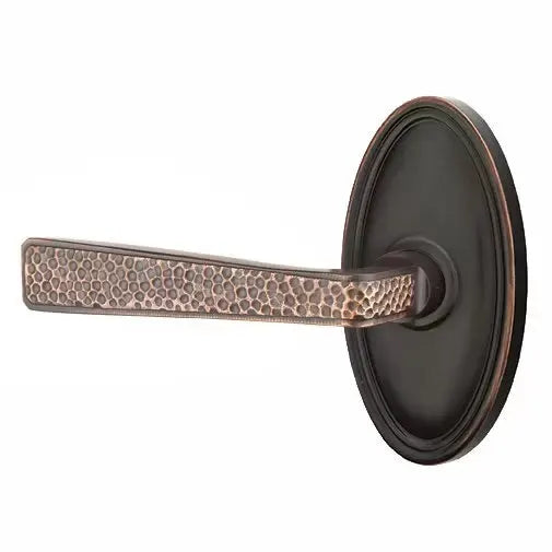 Emtek Hammered Door Lever with Oval Rose by Emtek