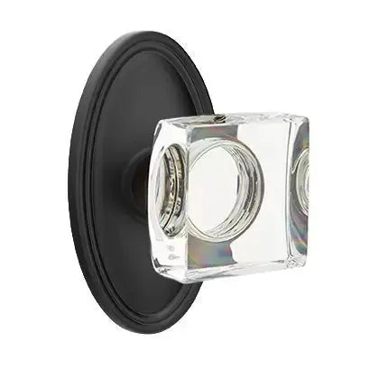 Emtek Modern Square Glass Door Knob with Oval Rose by Emtek