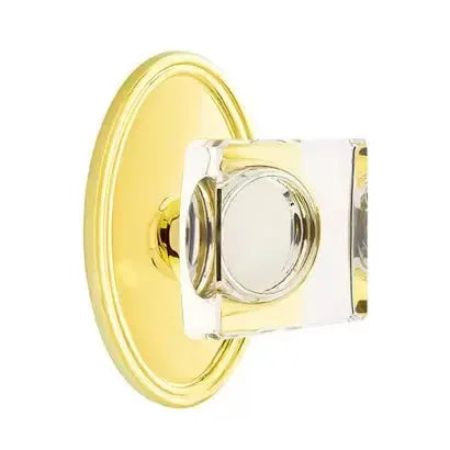 Emtek Modern Square Glass Door Knob with Oval Rose by Emtek