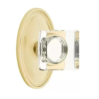 Emtek Modern Square Glass Door Knob with Oval Rose by Emtek