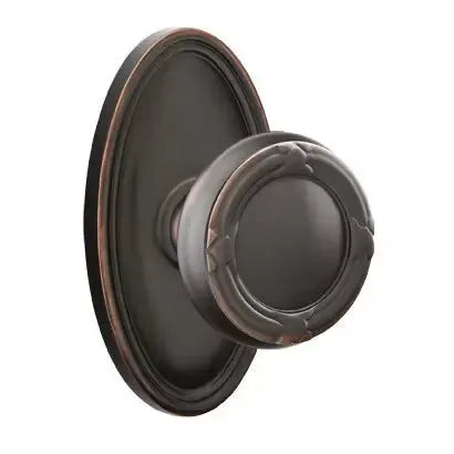 Emtek Ribbon and Reed Knob with Oval Rose by Emtek