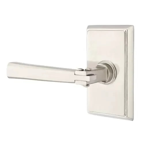 Emtek Arts and Crafts Door Lever with Rectangular Rose by Emtek