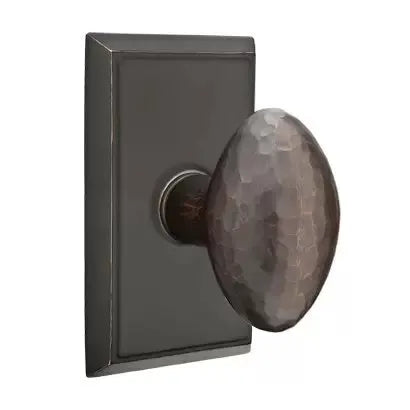 Emtek Hammered Egg Door Knob with Rectangular Rose by Emtek