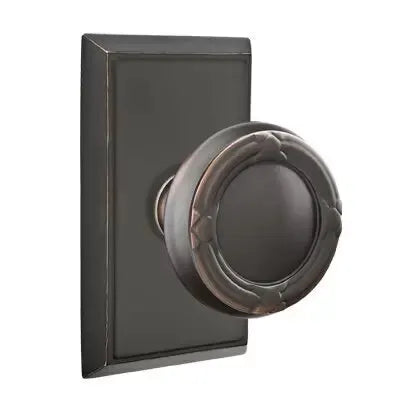 Emtek Ribbon and Reed Knob with Rectangular Rose by Emtek
