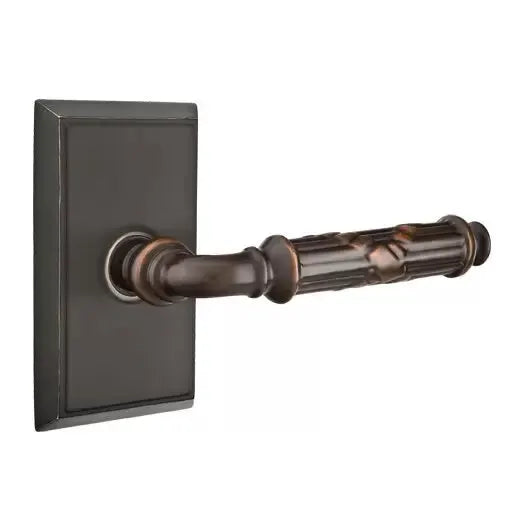 Emtek Ribbon and Reed Lever with Rectangular Rose by Emtek