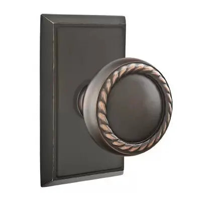 Emtek Rope Knob with Rectangular Rose by Emtek