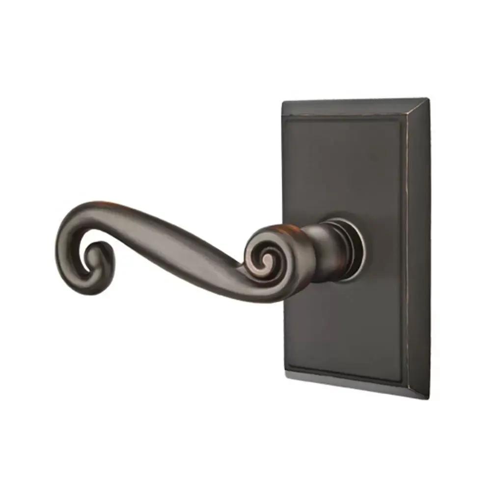 Emtek Rustic Door Lever with Rectangular Rose by Emtek