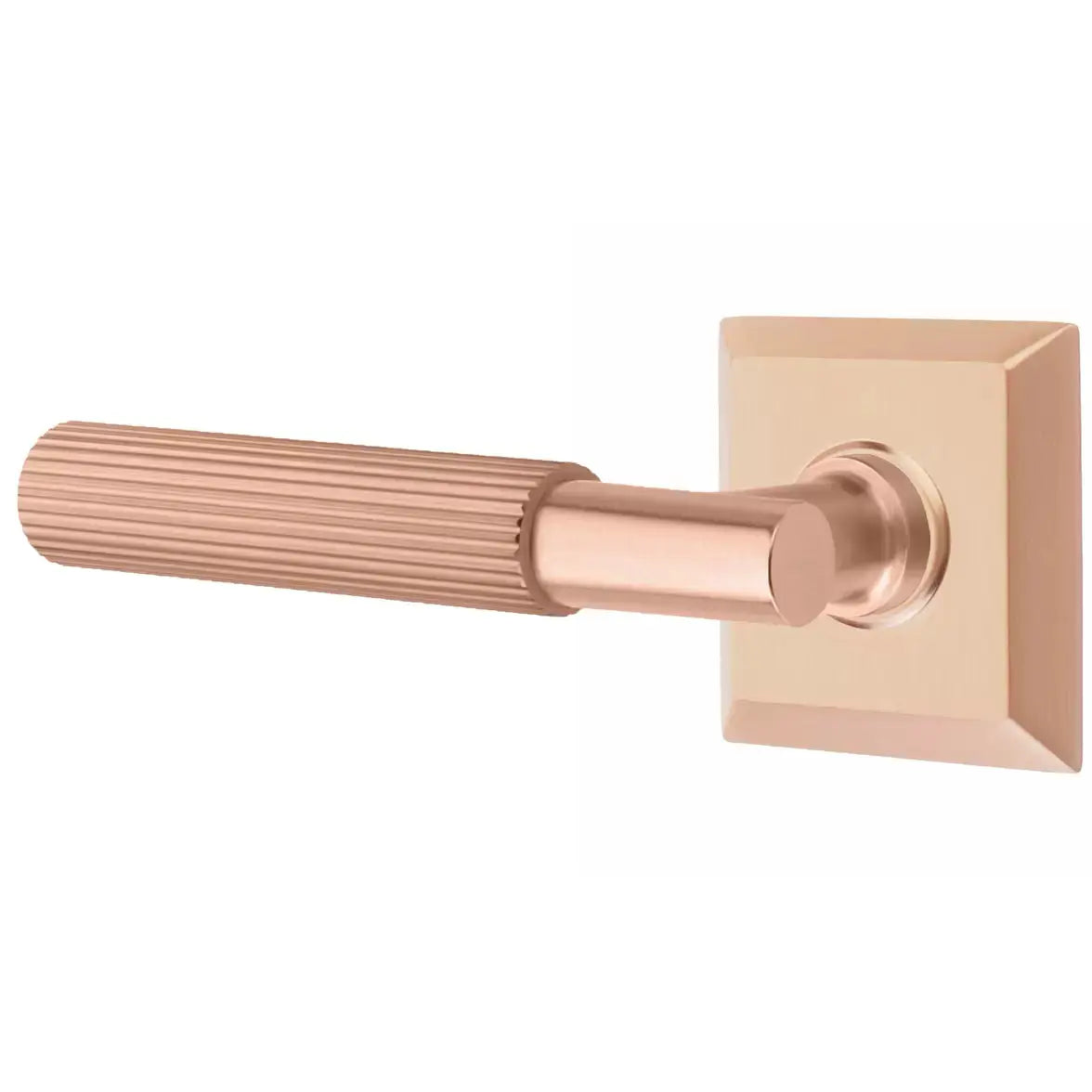 Emtek Straight Knurled Lever with T-Bar Stem and Quincy Rose by Emtek