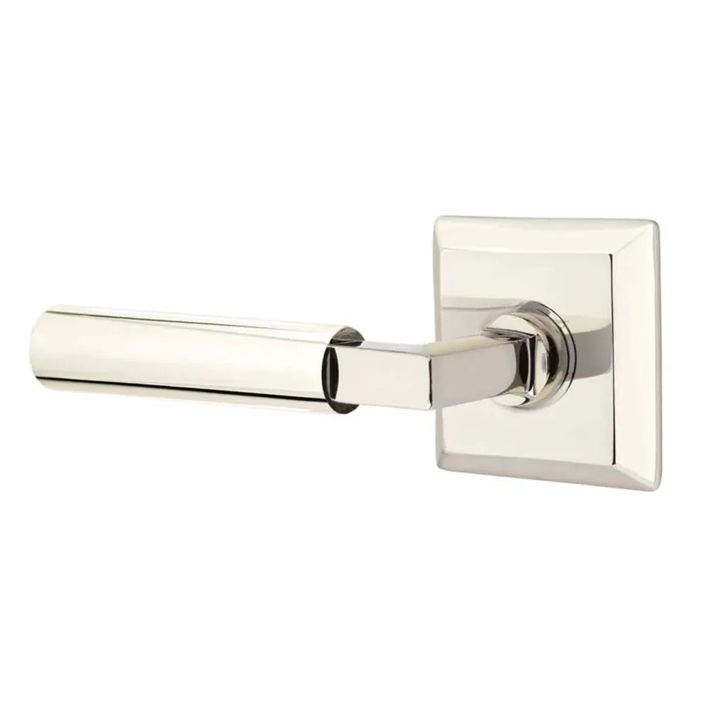 Emtek Smooth Lever with L-Square Stem and Quincy Rose by Emtek