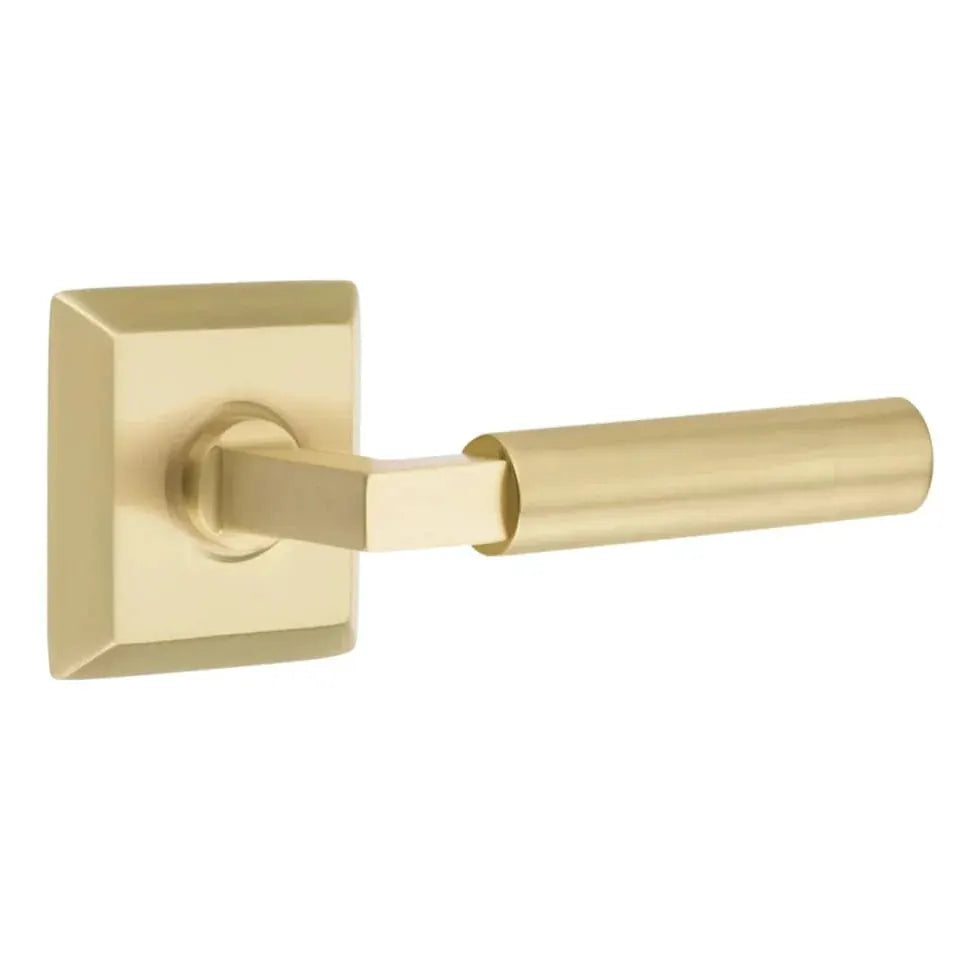 Emtek Smooth Lever with L-Square Stem and Quincy Rose by Emtek