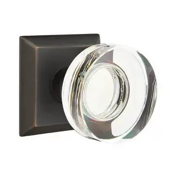 Emtek Modern Disc Glass Door Knob with Quincy Rose by Emtek