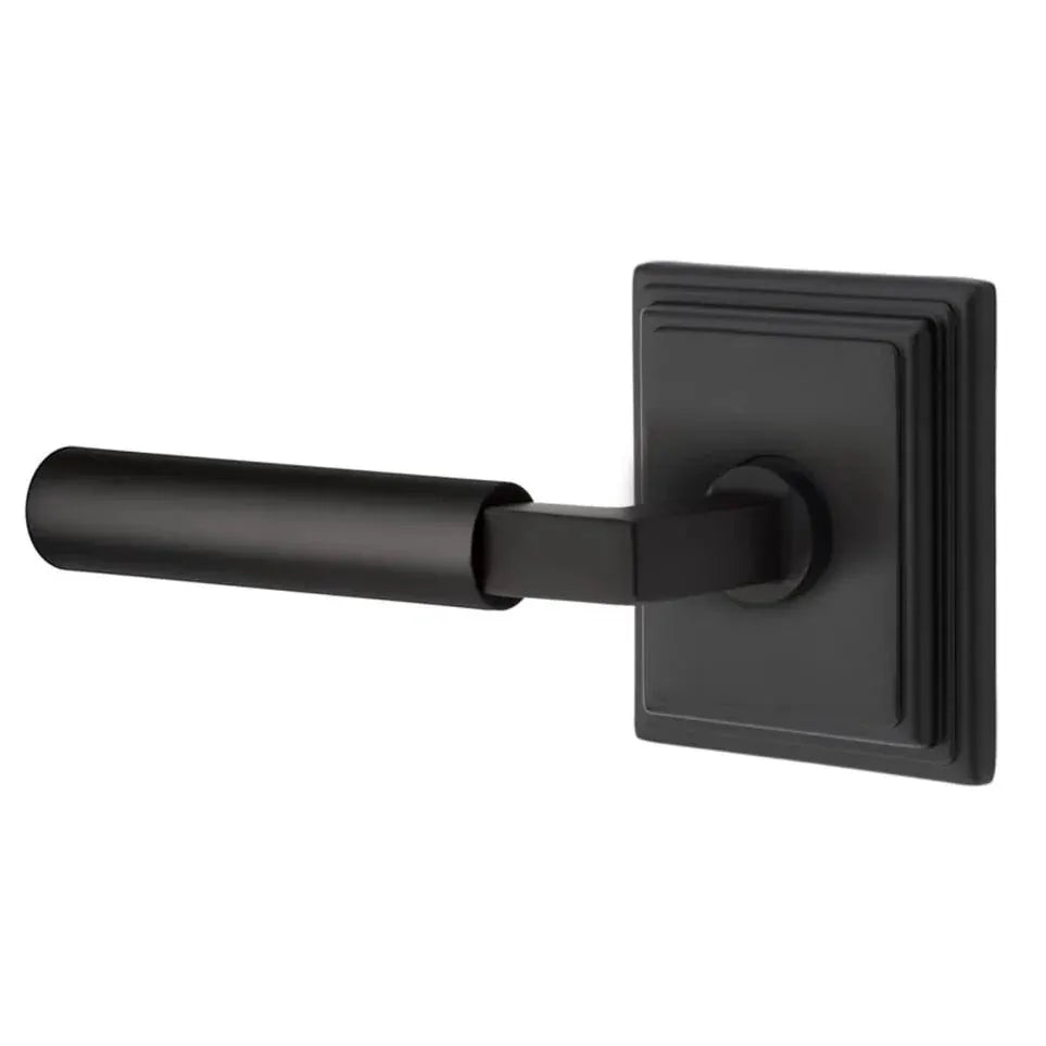 Emtek Smooth Lever with L-Square Stem and Wilshire Rose by Emtek