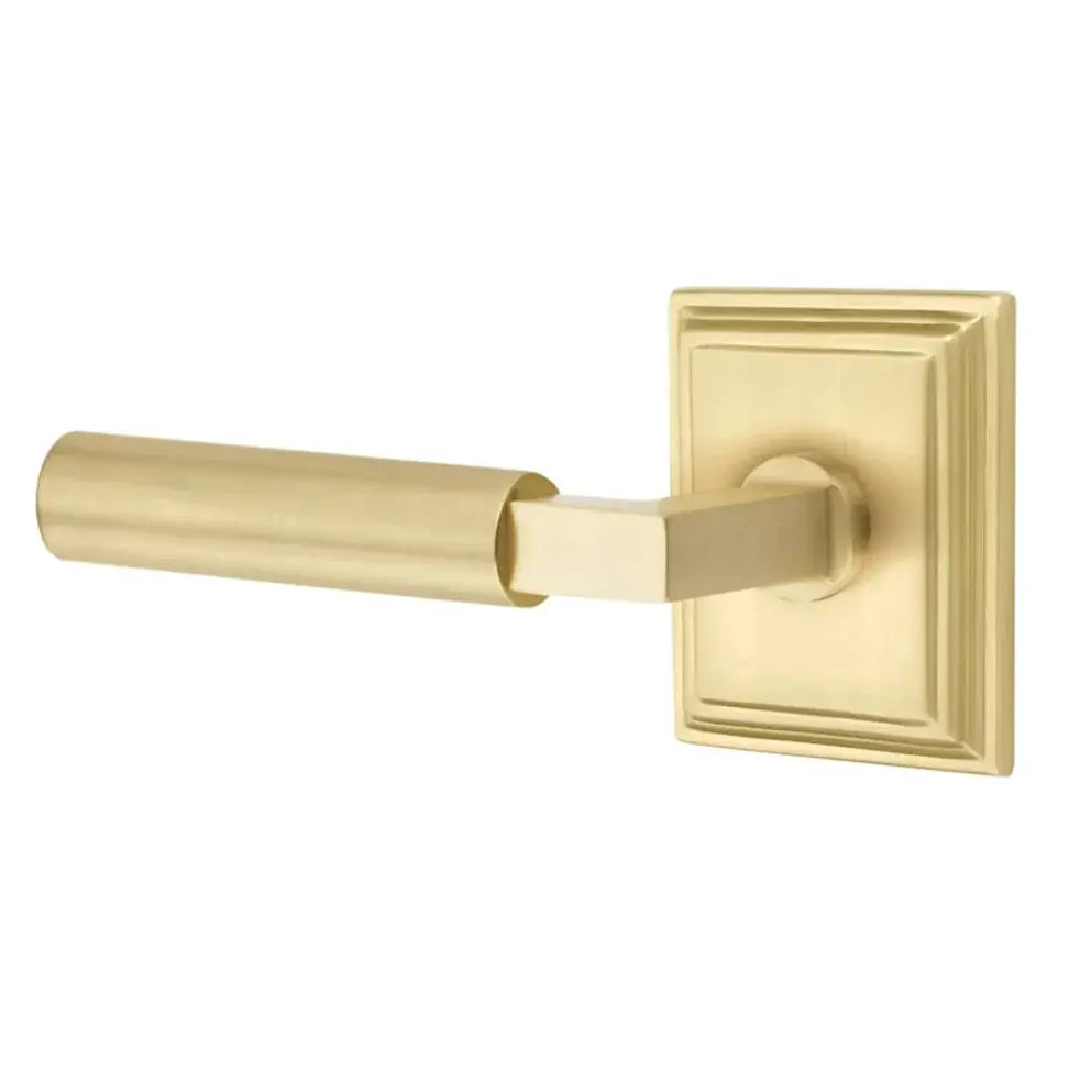 Emtek Smooth Lever with L-Square Stem and Wilshire Rose by Emtek