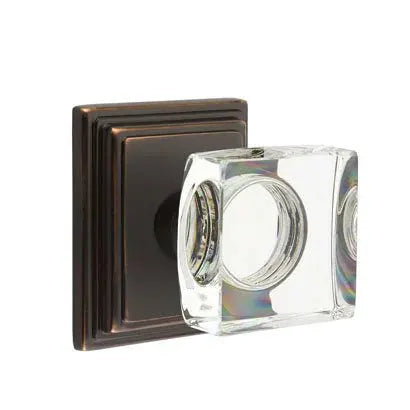 Emtek Modern Square Glass Door Knob with Wilshire Rose by Emtek