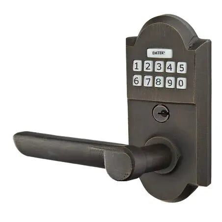 Emtek Aurora Sandcast Bronze Lever with Electronic Keypad Lock by Emtek