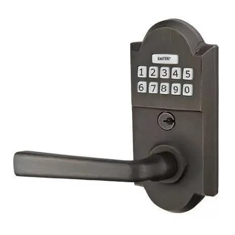 Emtek Cimarron Sandcast Bronze Lever with Electronic Keypad Lock by Emtek