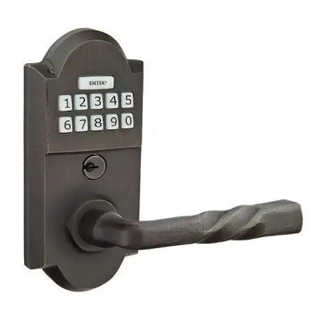 Emtek Montrose Sandcast Bronze Lever with Electronic Keypad Lock by Emtek
